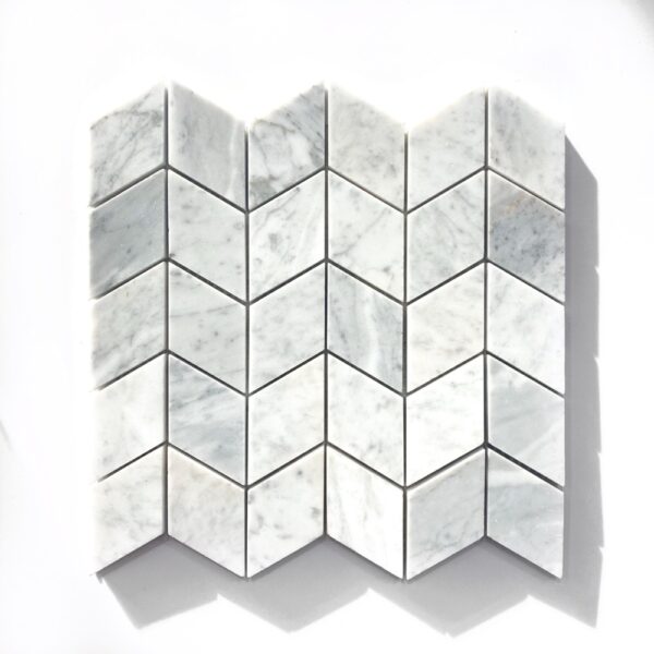 Carrara Marble Mosaic | Chevron | Powder Room / Marble | Feature Tile | Bathroom |Kitchen / Essendon / Sunbury / Luscombe Tiles
