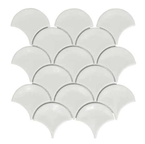 Concave Fan White Mosaic | Feature Tile | Essendon | Sunbury | Luscombe Tiles