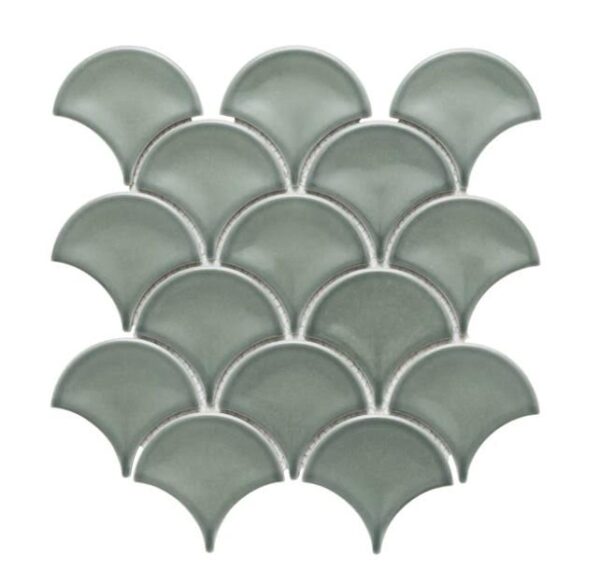 Concave Fan Green Mosaic | Feature Tile | Essendon | Sunbury | Luscombe Tiles