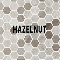 Montage Tosca Small Hexagon Mosaics Hazelnut by Southern Cross Ceramics | Feature Tiles Melbourne | Luscombe Tiles