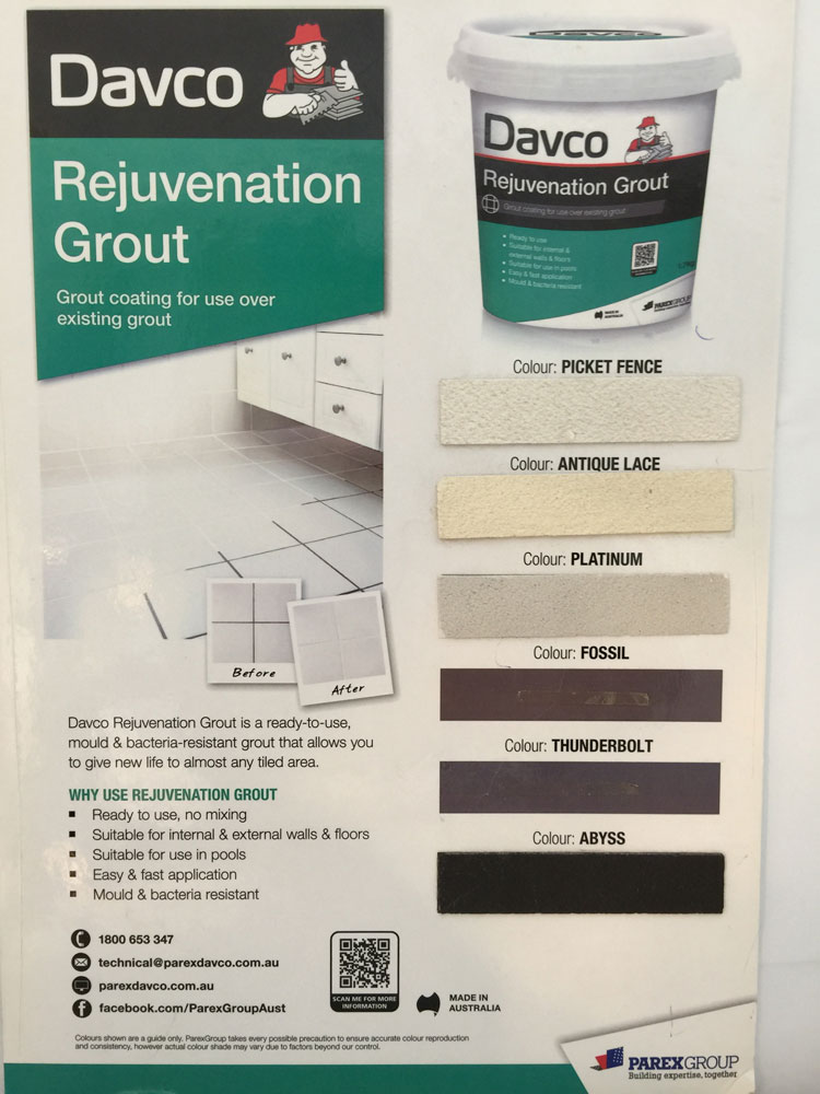 Davco Colour Grout Chart