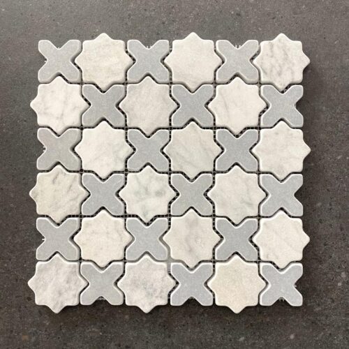 BARDIGLIO & CARRARA TUMBLED LATTICE Marble Mosaic