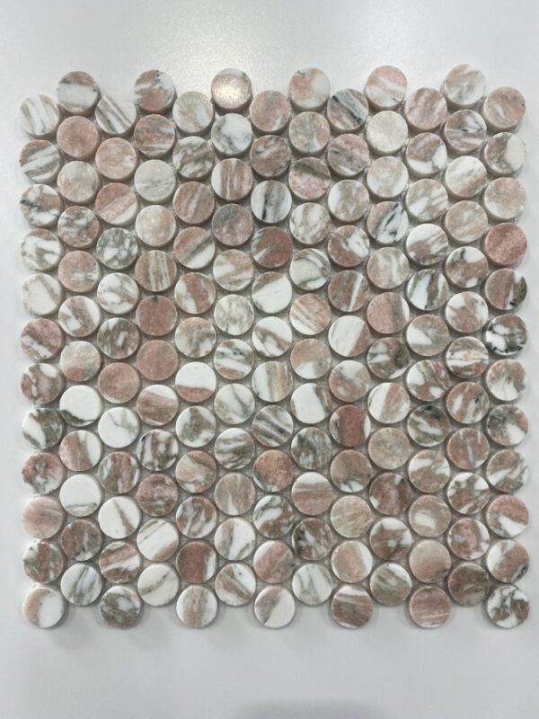 Artemis Norwegian Pink Marble Penny Round | Bathroom tiles | Kitchen Tiles | Melbourne | Essendon | Luscombe Tiles | Tiles Melbourne