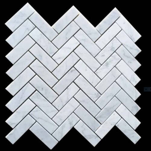 CARRARA HERRINGBONE 25x75mm Marble Mosaic