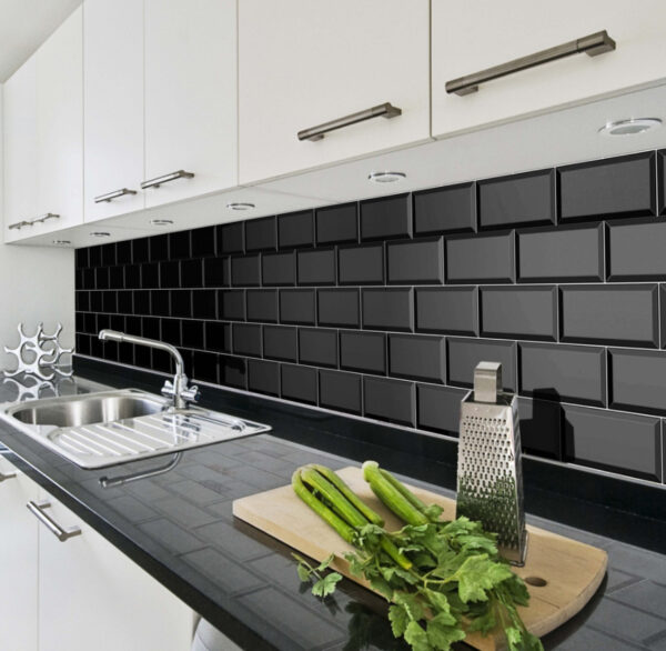 LONDON BLACK BEVELLED SUBWAY | Wall Tiles | Melbourne | Essendon | Sunbury | Luscombe Tiles
