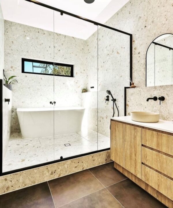 Alpine Terrazzo Porcelain Tile | Floor Tile | Bathroom | Living Room | Outdoors | Luscombe Tiles | Sunbury & Essendon