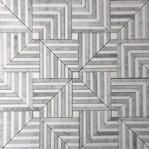 CHICAGO CARRARA & THASSOS HONED Marble Mosaic