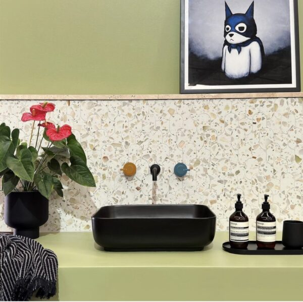 Sonic Nougat Terrazzo Mosaic | Feature Tile | Bathroom | Kitchen | Melbourne | Sunbury | Macedon Ranges | Luscombe Tiles
