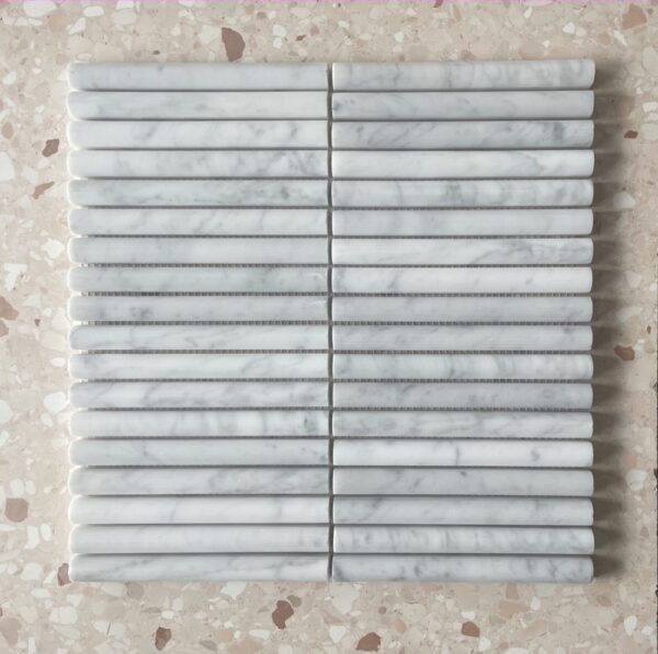 Carrara Mini Flute Marble Mosaic | Melbourne | Sunbury | Macedon Ranges | Luscombe Tiles