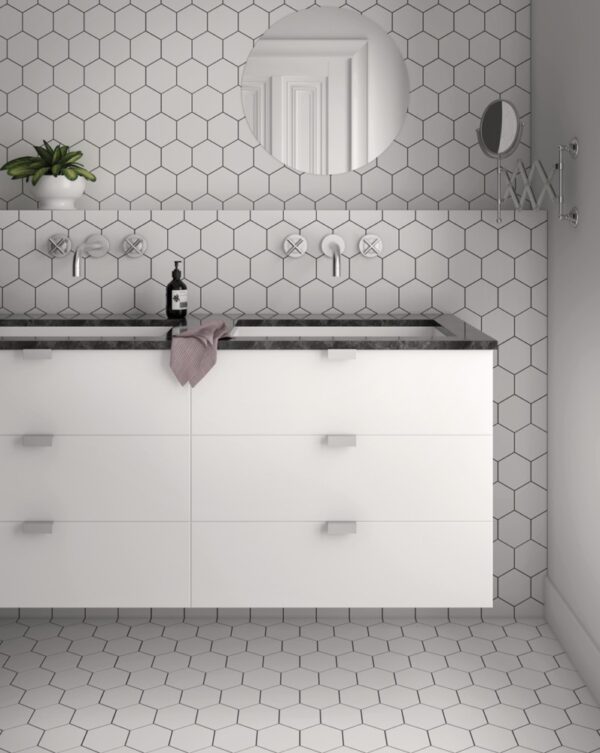 Kromatika White Hexagon Tile | Feature Tile | Melbourne | Sunbury | Macedon Ranges | Luscombe Tiles