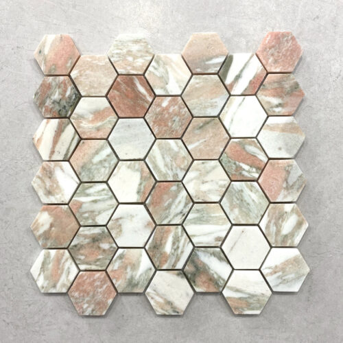 NORWEGIAN ROSE HEXAGON HONED Marble Mosaic
