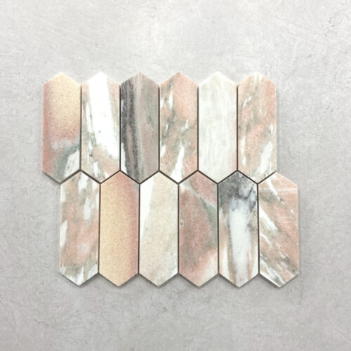 NORWEGIAN ROSE PICKET HONED Marble Mosaic