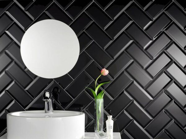 Bevelled Black Subway Wall Tile | Melbourne | Sunbury | Macedon Ranges | Luscombe Tiles