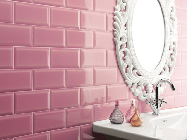 Bevelled Rosa Subway Wall Tile | Melbourne | Sunbury | Macedon Ranges | Luscombe Tiles