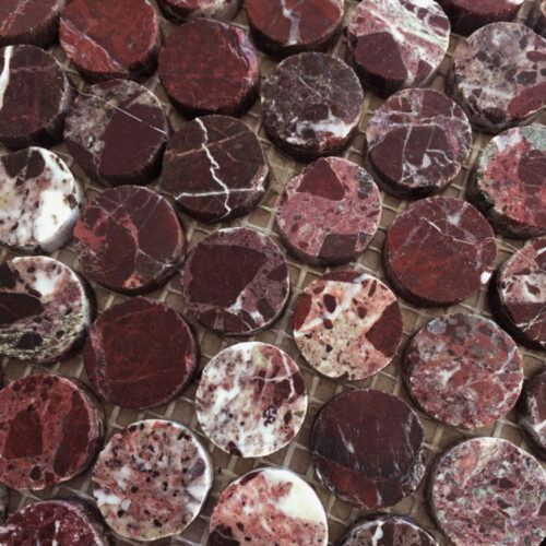 MORITZ MAROON PENNY ROUND Marble Mosaic