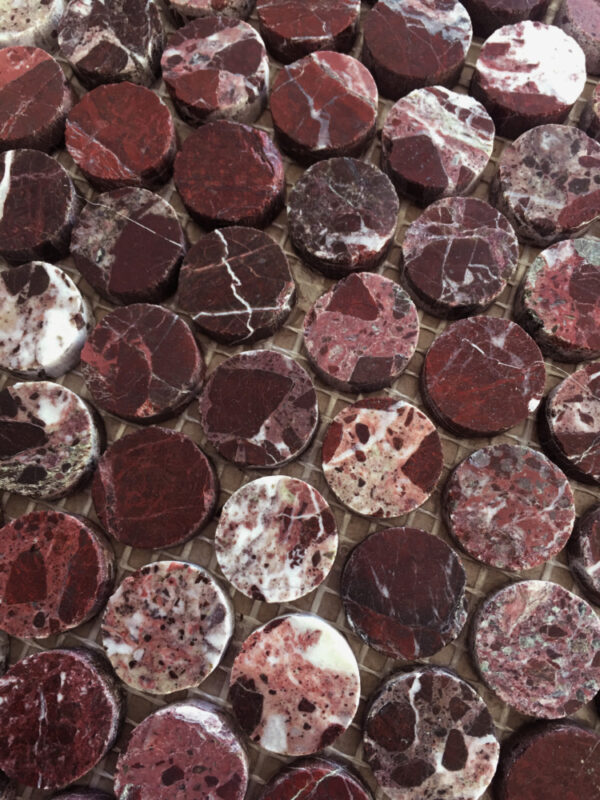 Moritz Marrone Penny Round Mosaic | Marble Tile | Feature Tile | Melbourne | Sunbury | Macedon Ranges | Luscombe Tiles