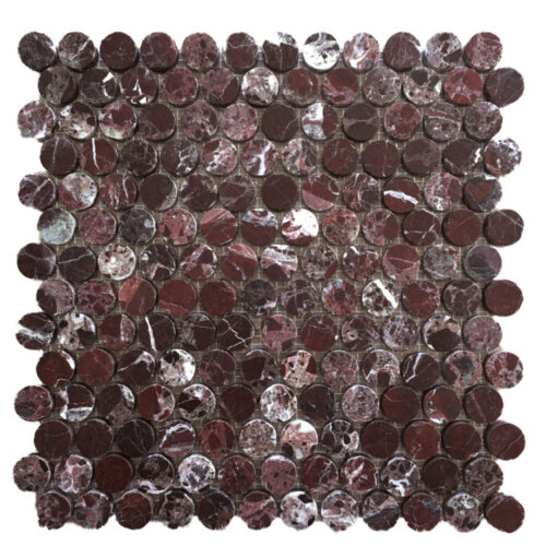 MORITZ MAROON PENNY ROUND Marble Mosaic