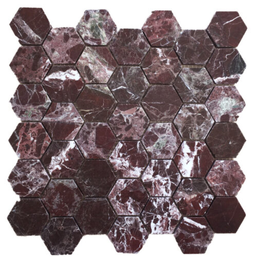 MORITZ MAROON HEXAGON Marble Mosaic