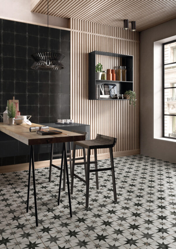 Rimini Black | Patterned Floor Tile | Melbourne | Macedon Ranges | Sunbury | Luscombe Tiles