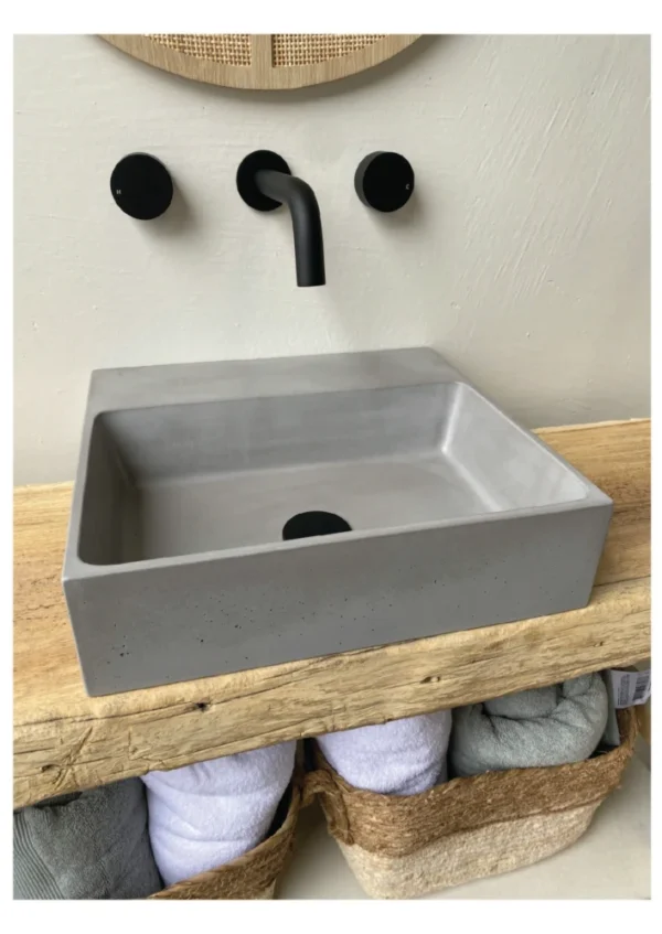 Tap Mounted Concrete Rectangle Vessel Basin | Melbourne | Macedon Ranges | Sunbury | Luscombe Tiles
