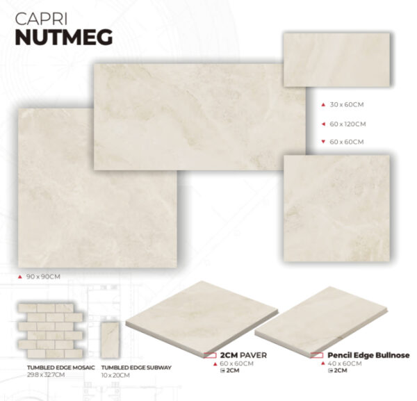 Capri Nutmeg | Indoor & Outdoor Tiles | Macedon Ranges | Melbourne | Sunbury | Luscombe Tiles
