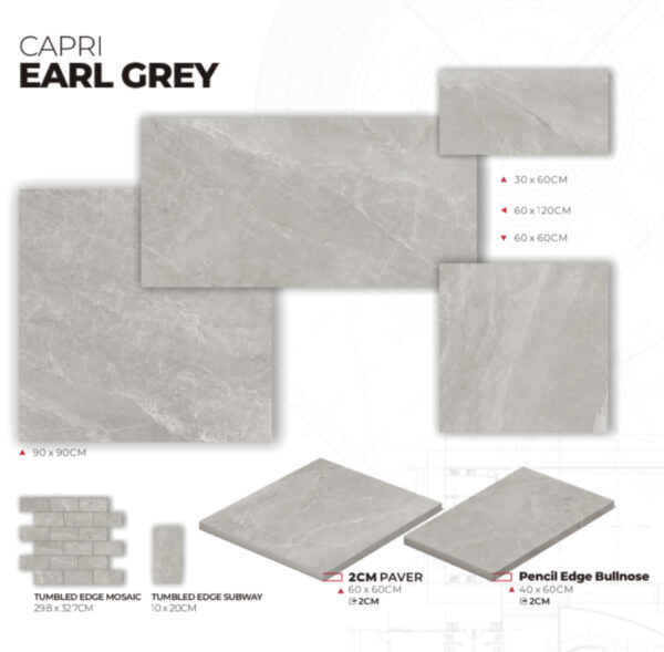 Capri Earl Grey | Indoor & Outdoor Tiles | Macedon Ranges | Melbourne | Sunbury | Luscombe Tiles