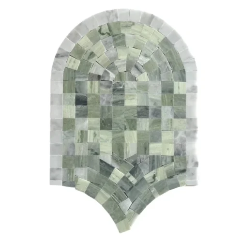 CASCADE OLIVE GREEN BIANCO CARRARA Marble Mosaic