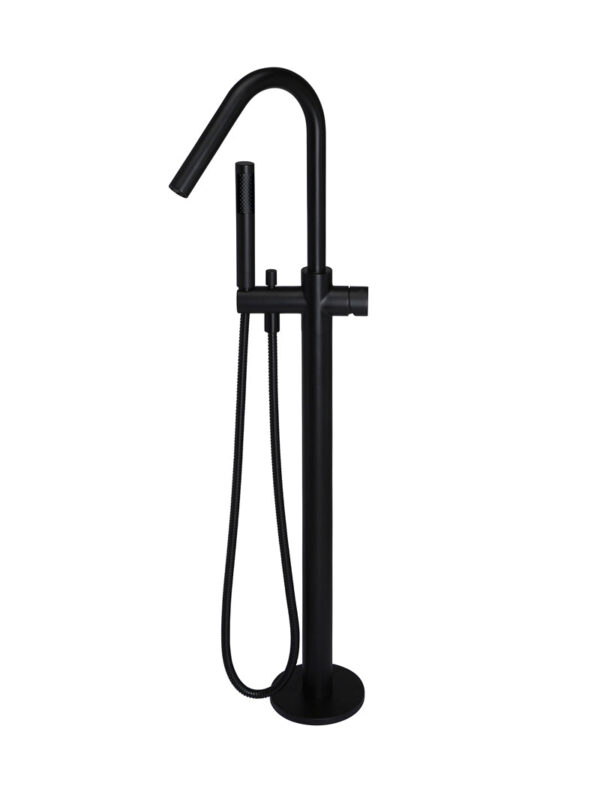Round Pinless Freestanding Bath Spout and Hand Shower