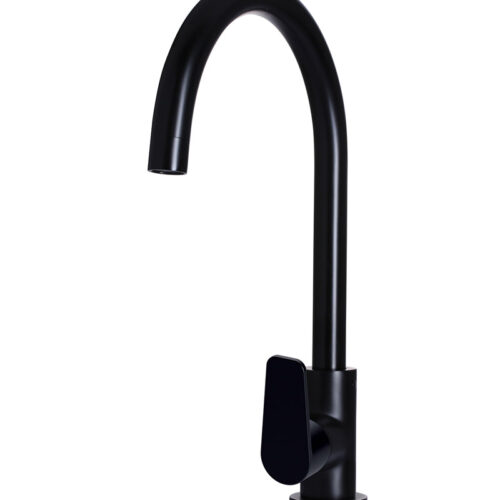 Round Gooseneck Kitchen Mixer Tap with Paddle Handle