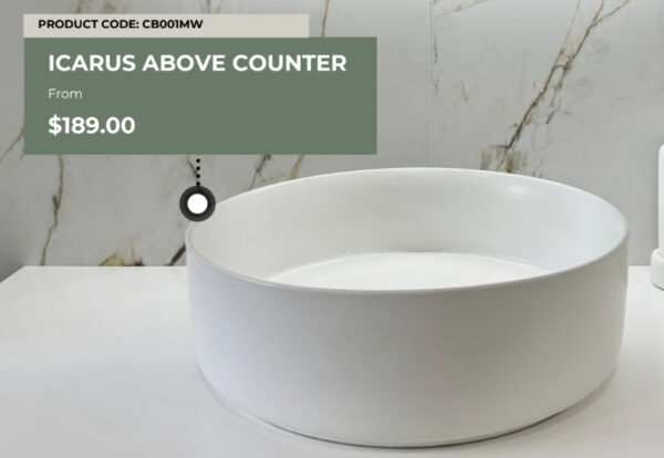 Icarus Above Counter Basin | Bathroom | Sunbury | Melbourne | Macedon Ranges | Luscombe Tiles